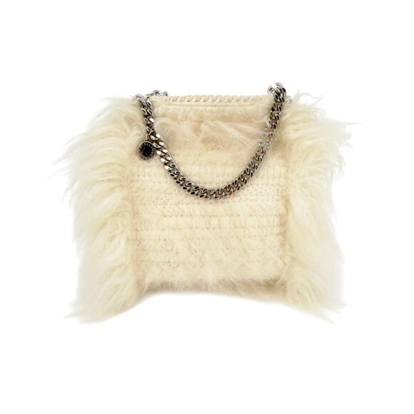 NEW Stella Mccartney Falabella Mini Fur Tote Bag Silver Chain - Picture 2 of 16